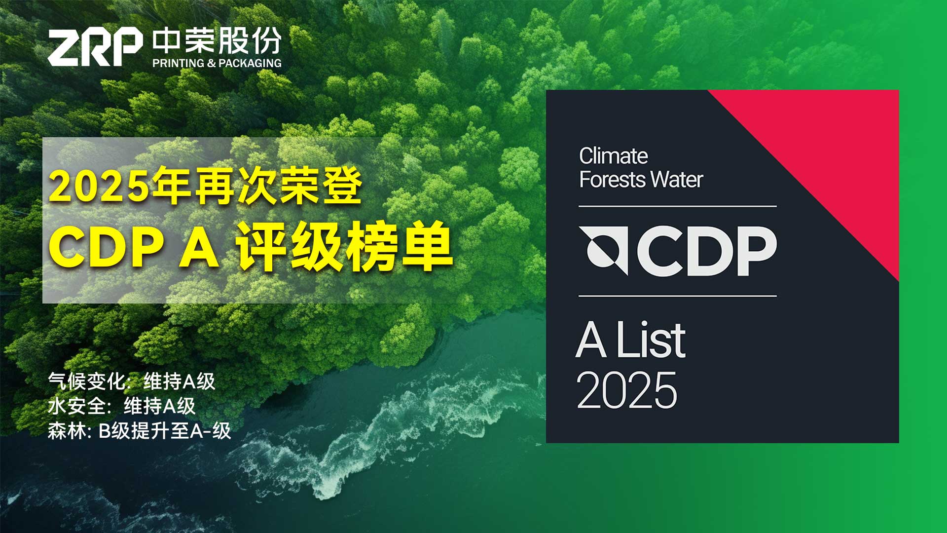 蝉联庆幸！97至尊国际股份陆续两年荣获CDP“A级”环保评级，，，，，，，，启航2026高质量可持续发展新征程